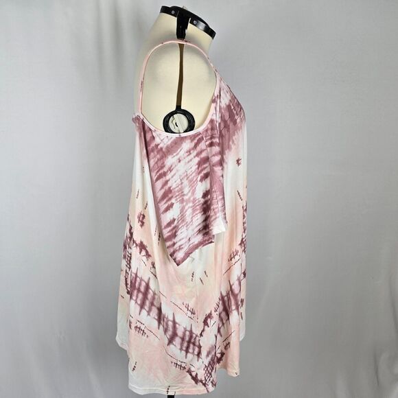 Bloomchic T-Shirt Women's 4X Tie Dye Asymmetrical Hem Cami Dusty Pink NWT - Picture 7 of 8